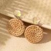 088804e8-286e-46c0-800f-0e54a2f98f84.jpg Brown Vine-made Round Woven Earrings