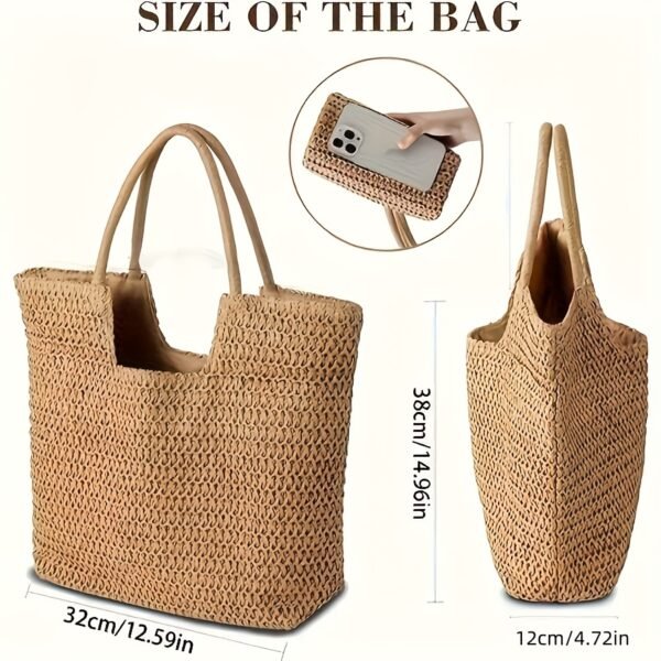 1140d0e2-2c2d-4ca2-b45a-c04958e2e1d4.jpg 1 Set Women'S Shoulder Straw Woven Bag + Fashionable Sun Hat