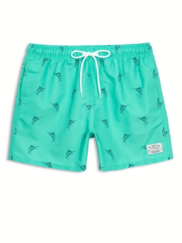 12f62f07-622c-40b6-ba32-d6363dd95173.jpg Men's Quick-Dry Swim Trunks with Dolphin Print - Drawstring Waist