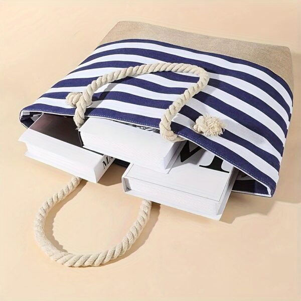 21f6e0b6-770e-495f-9b78-c5649fc55c3d.jpg Large Capacity Striped Pattern Women'S Beach Tote Bag with Comfortable Handles