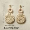 22c14162-4b33-11ee-a399-0a580a69767f.jpg 1 Pair of Elegant Boho Chic Handwoven White Rattan Circle Dangle Earrings for Women
