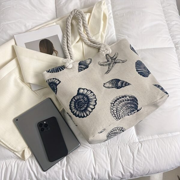 32aad5c0aa379ea69ef72ad14d8029cb.jpg Shell Pattern Canvas Tote Bag