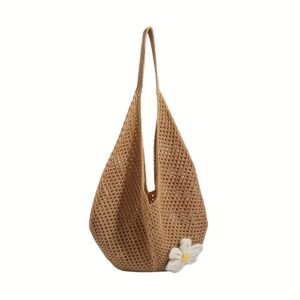 Coastal Crochet Beach Tote Soft Knit Summer Carry Bag