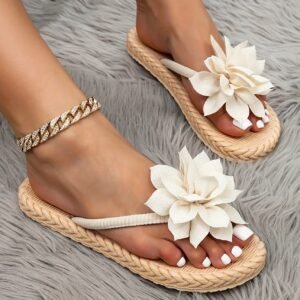 Boho Straw Flat Shoes Lightweight Summer Slip-Ons