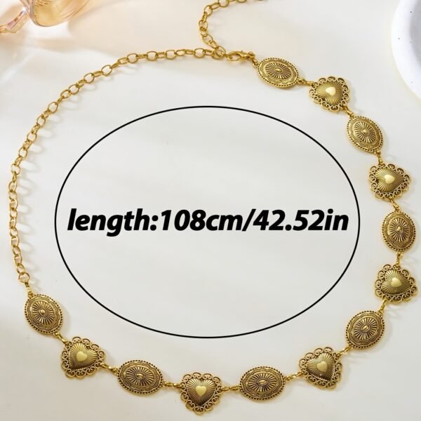58ea11e6-af8a-4bcf-9ae7-c98946000163.jpg 1pc Women's Vintage Golden Metal Belt with Heart and Oval Design