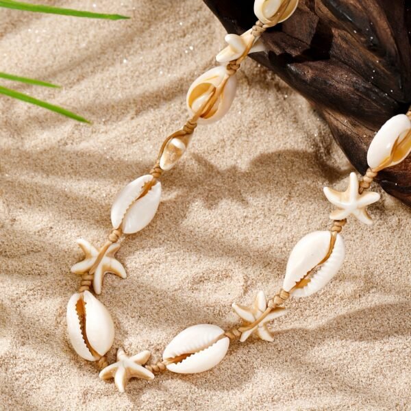 5f5bee9b-14ac-4d54-b904-3e06de5694c9.jpg Bohemian Style Braided Cord Sea Star and Shell Decorative Summer Beach Necklace
