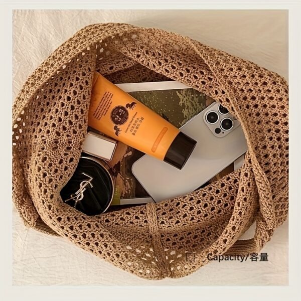 9214841a-c48a-44c4-ab0c-c59497292a9b.jpg Coastal Crochet Beach Tote Soft Knit Summer Carry Bag