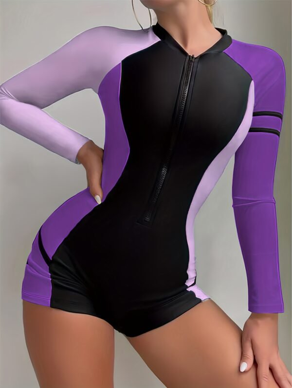 9dd1a29c-f4aa-4afb-b9af-3d569e9ab202.jpg One-piece Color-blocked Zip-up Competitive Swimsuit