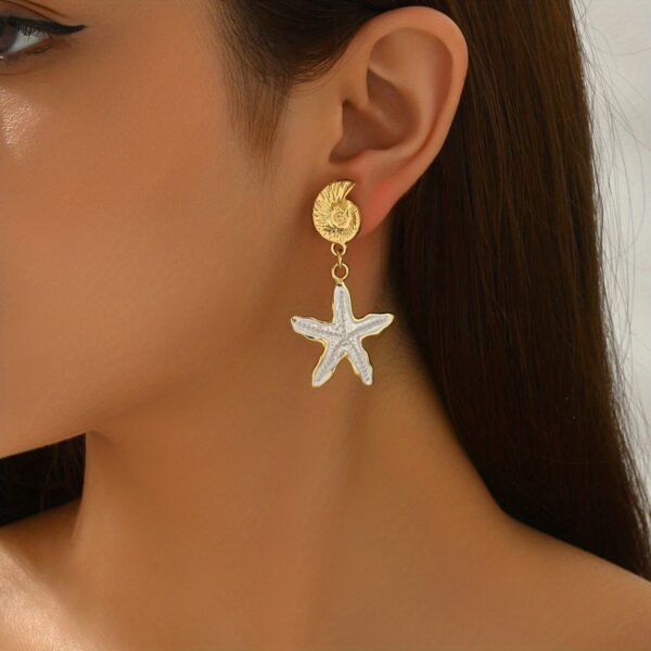 b6cb828b-94c7-4ba2-ae29-62d6c5482f6e.jpg Ocean Muse Drop Earrings Starfish & Shell Statement Pair