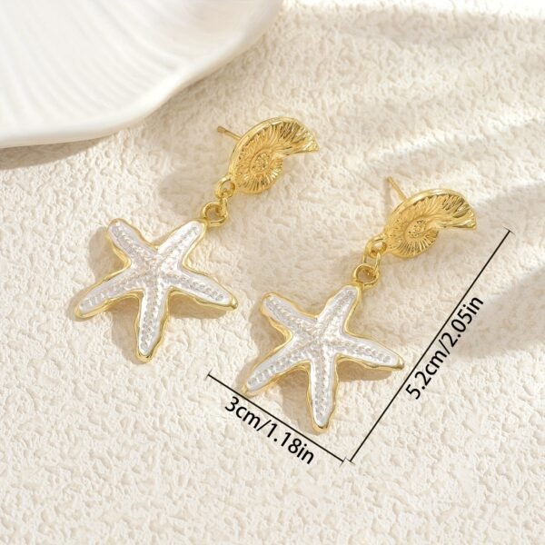 bd8a91ba-143e-4d7c-9288-3e3dac65e21e.jpg Ocean Muse Drop Earrings Starfish & Shell Statement Pair