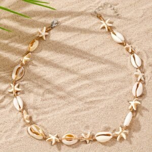 Bohemian Style Braided Cord Sea Star and Shell Decorative Summer Beach Necklace