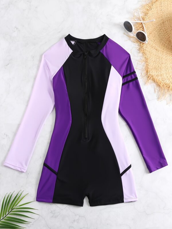 cb748ce0-e844-4c5f-b259-453d1a15293e.jpg One-piece Color-blocked Zip-up Competitive Swimsuit