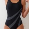 ceb79733-ffb1-4392-b1e4-d68f35e931f4.jpg Women'S Athletic Swimsuit, Black Gray Asymmetrical Contrast One-Piece Swimwear